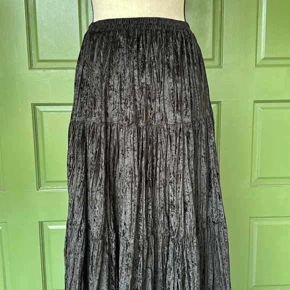 Vintage 90s Cactus Flower Crushed Velvet Maxi Skirt – OSFA - Picture 3 of 9